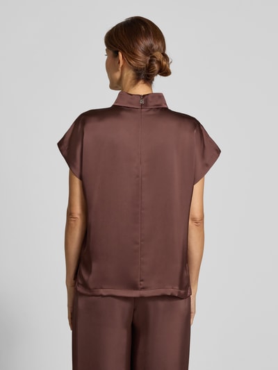 HUGO Regular fit blouse met opstaande kraag, model 'CANELI-1' Chocoladebruin - 5