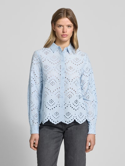 Pieces Bluzka z długim rękawem o kroju regular fit z czystej bawełny model ‘VILDE’ Jasnoniebieski 4