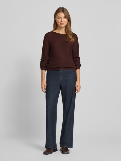 Marc O'Polo Sweter z dzianiny o kroju regular fit z czystej bawełny Bordowy 1