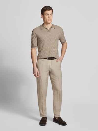 Emporio Armani Regular Fit Poloshirt mit Strukturmuster Beige 1