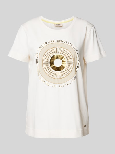 MOS MOSH T-shirt z obszyciem cekinami i ozdobnymi kamieniami model ‘Nori’ Piaskowy 2