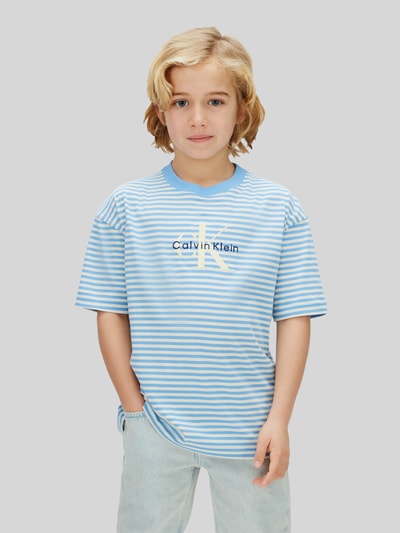 Calvin Klein Jeans Regular Fit T-Shirt mit Logo Print aus reiner Baumwolle Bleu 3