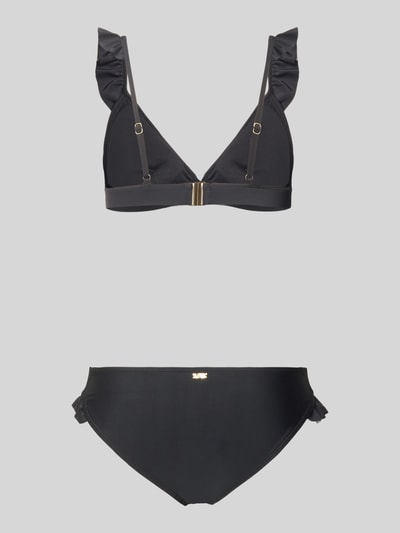 Produktfoto, Bikini-Set mit Rüschen Modell 'BOBBY' von Shiwi in Schwarz, körpernahe Passform, Material-Mix mit Stretch-Anteil, glatte Textur.
