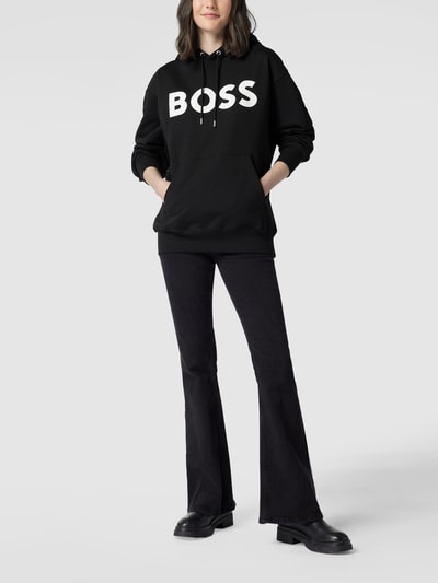 BOSS Bluza z kapturem i napisem z logo model ‘Sullivan’ Czarny 1