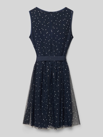 s.Oliver RED LABEL Getailleerde mesh jurk en strikceintuur Marineblauw - 3