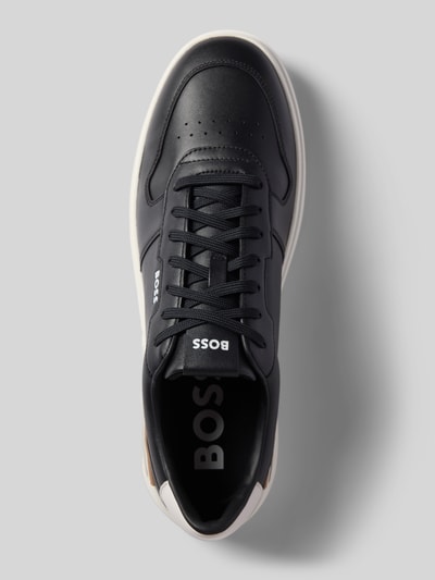 BOSS Ledersneaker mit Label-Print Modell 'Clint' Black 3