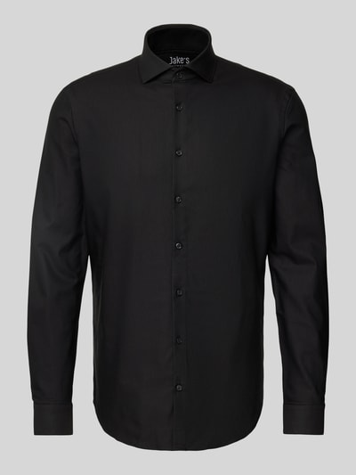 Jake*s Koszula biznesowa o kroju slim fit z diagonalu Czarny 2