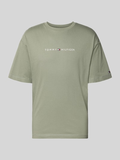 Produktfoto, Regular Fit T-Shirt mit Label-Schriftzug aus reiner Baumwolle von Tommy Hilfiger, Optik: Unifarben, Rundhals, Ärmelform: Kurzarm, Material: Reine Baumwolle