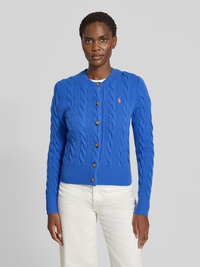 Polo Ralph Lauren Kurtka z dzianiny z mieszanki wełny i kaszmiru ze ściegiem warkoczowym Jasnoniebieski 4