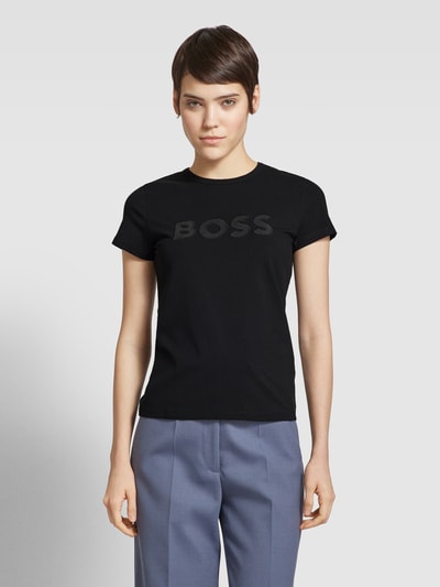 BOSS Black Women T-shirt z detalem z logo model ‘Eventsa’ Czarny 4