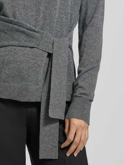 BOSS Regular fit gebreide pullover van een mix van scheerwol en zijde, model 'FALANDIA' Middengrijs gemêleerd - 3