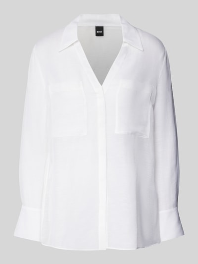 BOSS Regular Fit Bluse aus Viskose-Leinen-Mix Modell 'Bosala' Weiss 2