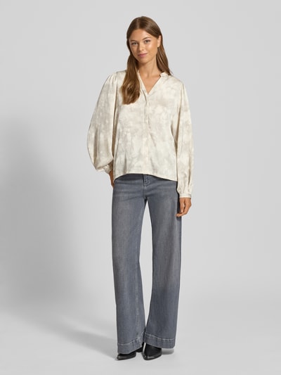 Neo Noir Bluzka z bufiastymi rękawami i dekoltem serafino Biały 1