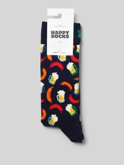 Happy Socks Socken mit Label-Stitching Modell 'Beer & Sausage' Marine 3