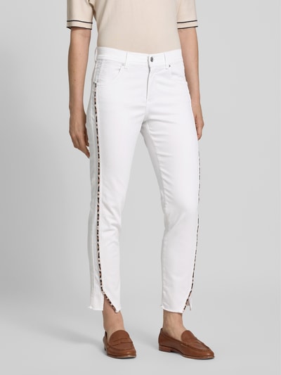 Angels Spodnie o kroju slim fit z wypustkami w kontrastowym kolorze model ‘Ornella’ Biały 4