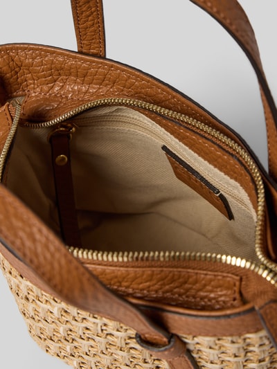 Productfoto, handtas met draagbanden en schouderband model 'COSMO' van Abro, hoofdvak met ritssluiting, labeldetail, rietstructuur, breedte maat 1: 23 cm, lengte maat 1: 15 cm, diepte maat 1: 10 cm, schouderbandlengte maat 1: 126 cm