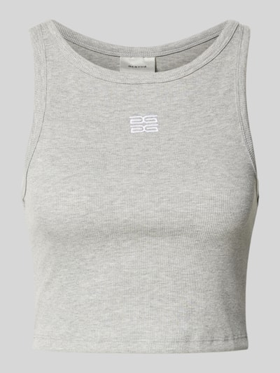Gestuz Korte top met labelstitching, model 'drew' Lichtgrijs - 2