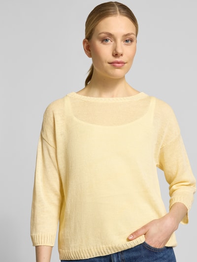 Weekend Max Mara Regular Fit Strickpullover aus reinem Leinen Modell 'CANNONE' Hellgelb 3
