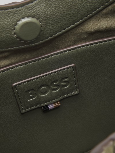 BOSS Torba do ręki z prawdziwej skóry welurowej z metalowymi klamrami Ciemnozielony 6