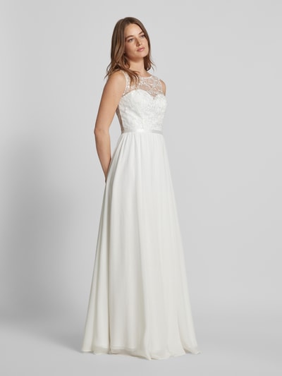 Luxuar Abendkleid mit Spitzenbesatz Offwhite 1