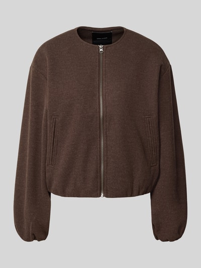 Produktfoto, braune Regular Fit Bomberjacke in Filz-Optik Modell 'CHLOE' von VERO MODA, glatte Textur, Damen Bomberjacke / Blouson