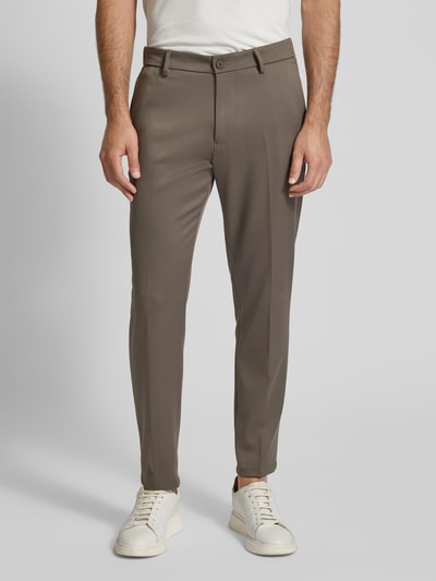 Drykorn Spodnie materiałowe o kroju slim fit w kant model ‘Ajend’ Khaki 4