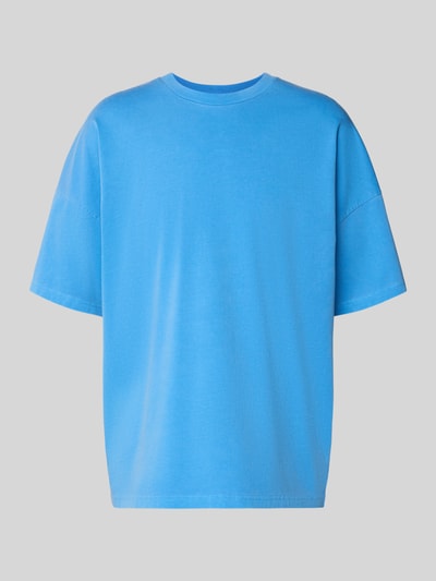 Produktfoto, T-Shirt mit geripptem Rundhalsausschnitt Modell 'FIZVALLEY' von American Vintage, Herren T-Shirt aus Reine Baumwolle im Loose-Fit, Rückenlänge 72 cm, Größe M/L, leuchtend blau, glatte Textur