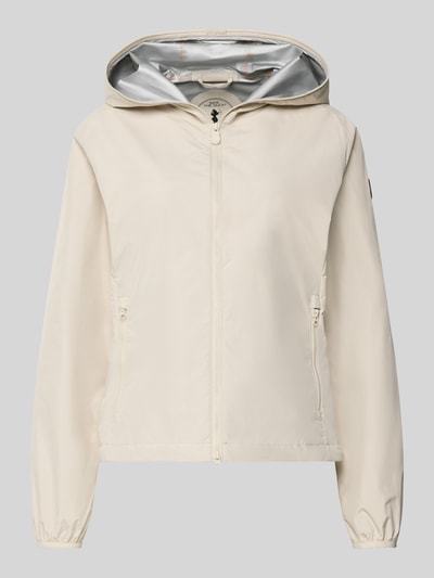 Produktfoto, helle Regular Fit Jacke mit Zweiwegereißverschluss Modell 'Stella' von SAVE THE DUCK, glattes Material, seitliche Eingrifftaschen, Damenjacke