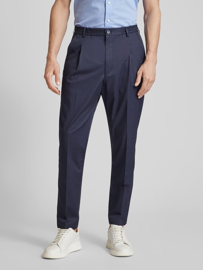 Baldessarini Broek met bandplooien, model 'Caron' Marineblauw - 4