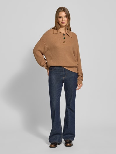 Essentiel Antwerp Loose fit gebreide pullover van wolmix, model 'IMETAL' Beige - 1