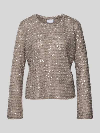 Jake*s Collection Blusenshirt mit Pailletten Mittelgrau Melange 2