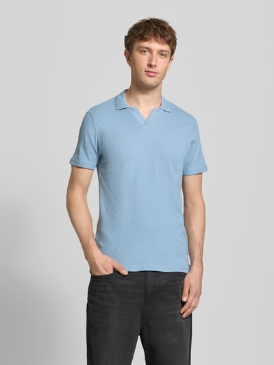 Blend Regular Fit Polo-Shirt mit Strukturmuster Modell 'Heskild' Jeansblau 4