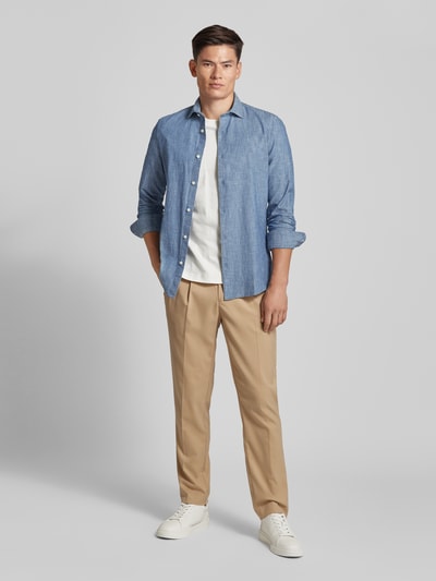 Marc O'Polo Regular Fit Freizeithemd mit Kentkragen Jeansblau 1