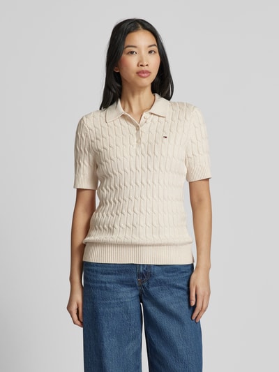 Tommy Hilfiger Strickshirt mit Zopfmuster Ecru 4