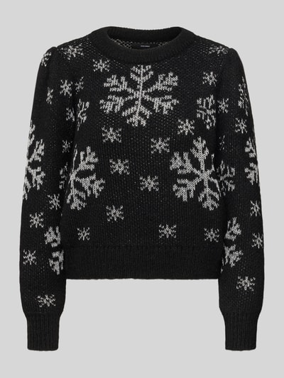 Vero Moda Regular Fit Weihnachtspullover mit Allover-Muster Modell 'NEWSNOWFROST' Black 2