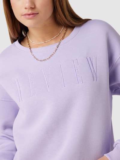 Review Sweatshirt met logostitching, model 'EMBRO' Lavendel - 3