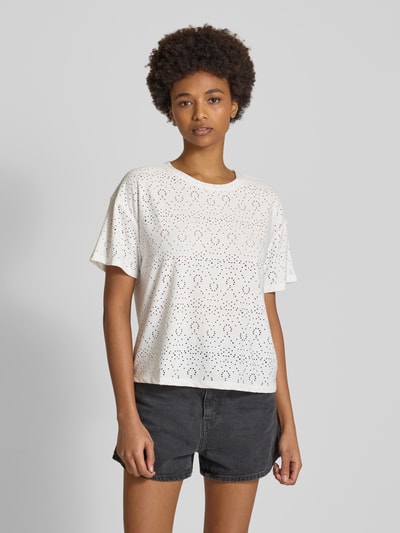 Pieces Regular Fit T-Shirt mit Ausbrenner-Effekt Modell 'ABBY' Offwhite 4