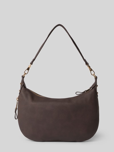 Produktfoto, Shoulder Bag in Leder-Optik Modell 'Kaliska' von Liu Jo White in Dunkelbraun, glatte Oberfläche, goldene Details, Reißverschluss, abnehmbarer Schulterriemen, Logo-Detail, Maße 33x22x10 cm, Schulterriemen 52 cm