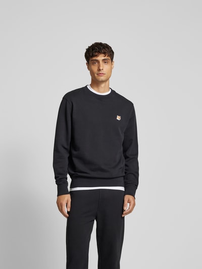 MAISON KITSUNE Sweatshirt mit Label-Stitching Black 4