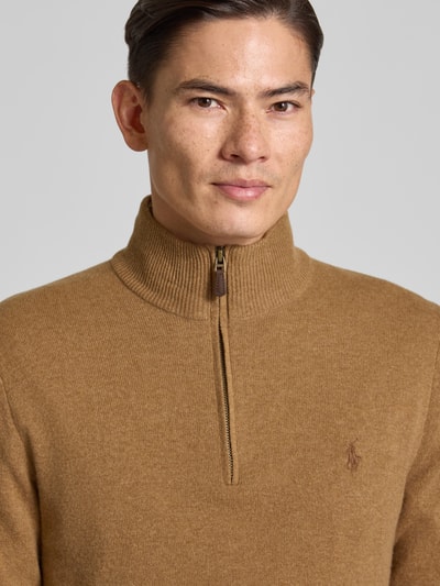 Polo Ralph Lauren Gebreide pullover van wol met opstaande kraag en ritssluiting Camel - 3