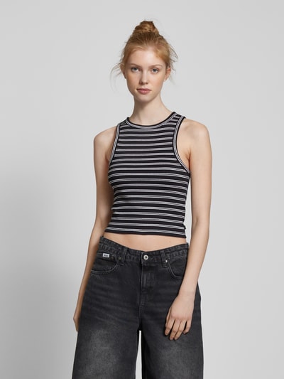 QS Korte tanktop met labeldetail Zwart - 4