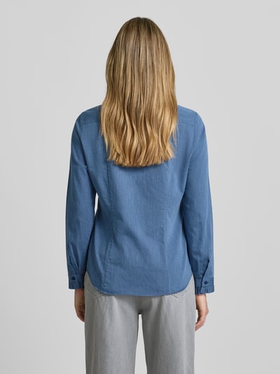 ETERNA Relaxed Fit Hemdbluse mit Rüschenbesatz Marine 5