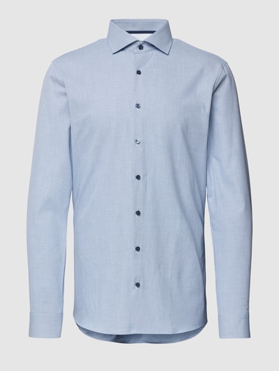 OLYMP No. Six Super slim fit zakelijk overhemd met all-over motief, model 'Baio' Blauw - 2