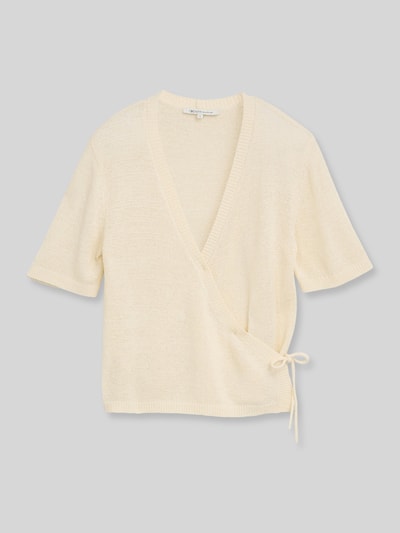 Tom Tailor Denim Regular Fit Strickjacke mit Bindeband Offwhite 2