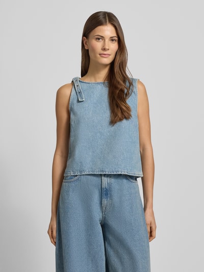 Samsøe Samsøe Crop top in denimlook model 'MOLLY' Lichtblauw - 4