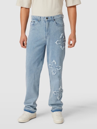 KARL KANI Jeans in destroyed-look met labelstitching Blauw - 4