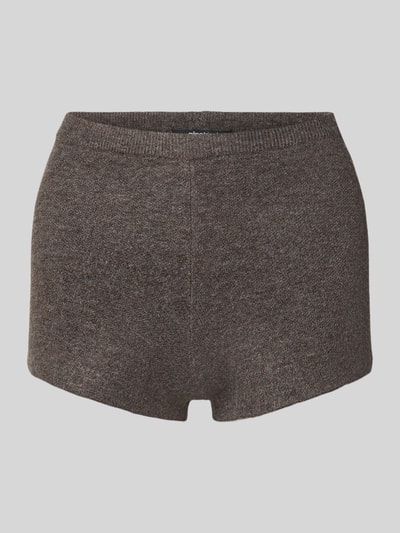 Productfoto, Slim Fit Shorts mit Woll-Anteil in Strick-Optik van Gina Tricot, bruin gemêleerd, elastische taille, materiaal mix