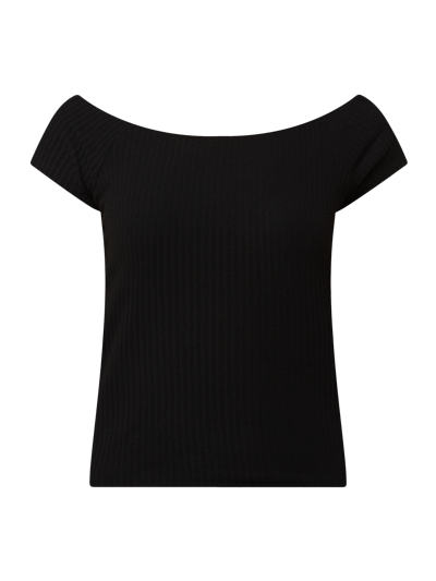 Only Cropped Shirt mit Rippenstruktur Modell 'Nella'  Black 2