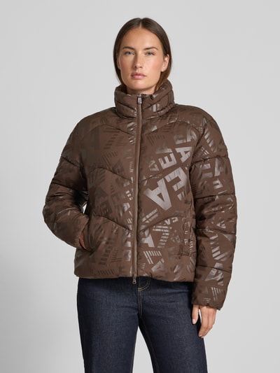 EA7 Emporio Armani Kurtka pikowana ze wzorem z logo i stójką Ciemnobrązowy 4