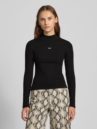 Guess Jeans Bluzka z długim rękawem z wyhaftowanym logo Czarny 4